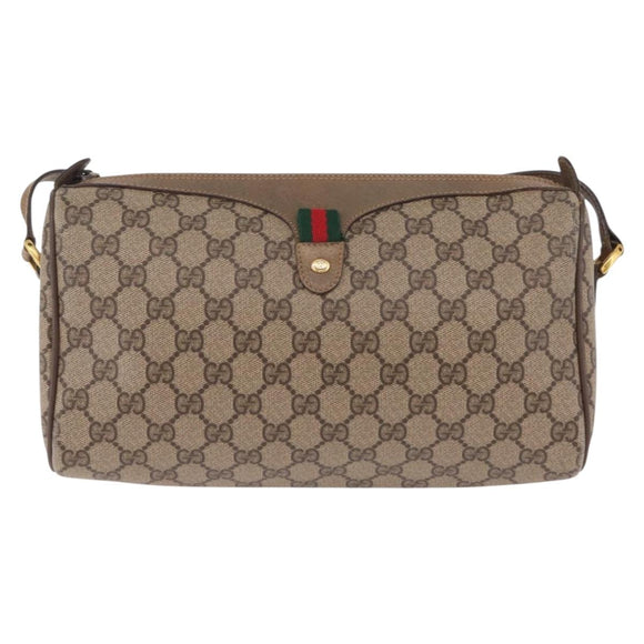 GUCCI GG Supreme Web Sherry Line Shoulder Bag PVC Beige 89 02 017 Auth ka6522