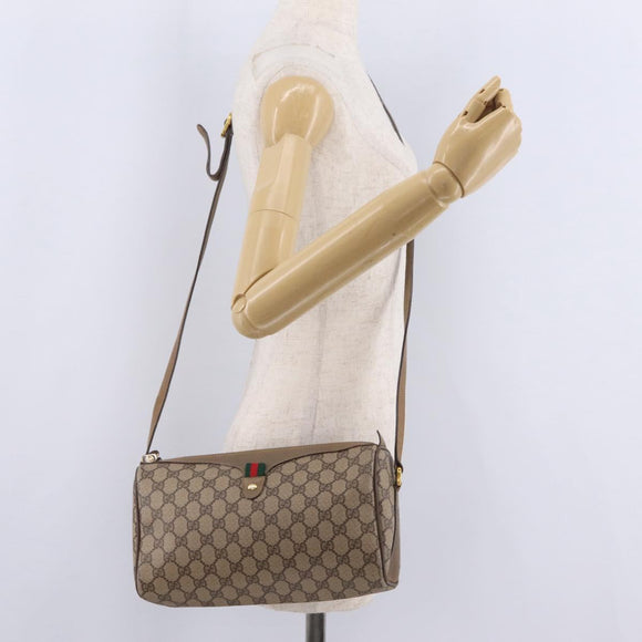GUCCI GG Supreme Web Sherry Line Shoulder Bag PVC Beige 89 02 017 Auth ka6522