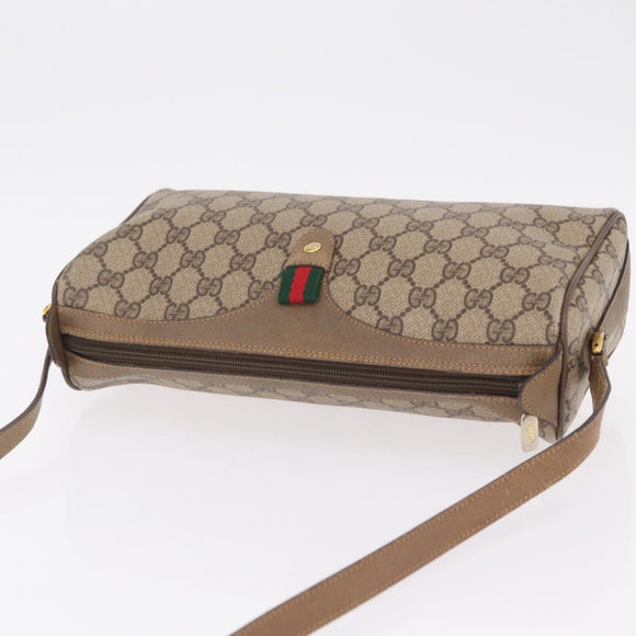GUCCI GG Supreme Web Sherry Line Shoulder Bag PVC Beige 89 02 017 Auth ka6522