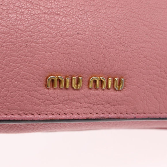 Miu Miu Shoulder Bag Leather Pink Gold Tone Auth ka6523A