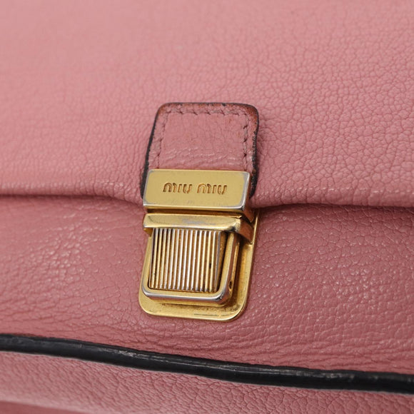 Miu Miu Shoulder Bag Leather Pink Gold Tone Auth ka6523A