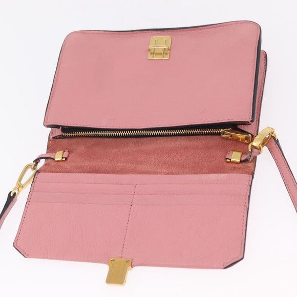 Miu Miu Shoulder Bag Leather Pink Gold Tone Auth ka6523A