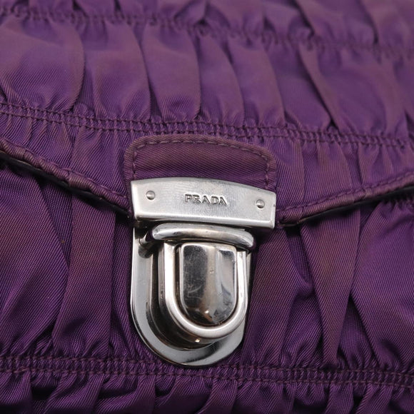 PRADA Chain Shoulder Bag Nylon Purple Silver Auth ka6524