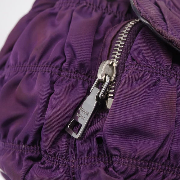 PRADA Chain Shoulder Bag Nylon Purple Silver Auth ka6524