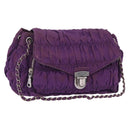 PRADA Chain Shoulder Bag Nylon Purple Silver Auth ka6524-1