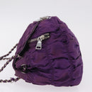 PRADA Chain Shoulder Bag Nylon Purple Silver Auth ka6524-4