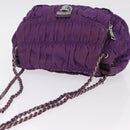 PRADA Chain Shoulder Bag Nylon Purple Silver Auth ka6524-6