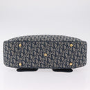 Christian Dior Trotter Canvas Double Saddle Hand Bag Navy Gold Tone Auth ka6525A-10