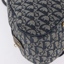 Christian Dior Trotter Canvas Double Saddle Hand Bag Navy Gold Tone Auth ka6525A-11