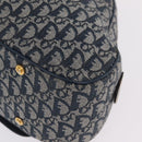 Christian Dior Trotter Canvas Double Saddle Hand Bag Navy Gold Tone Auth ka6525A-12