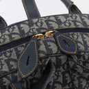 Christian Dior Trotter Canvas Double Saddle Hand Bag Navy Gold Tone Auth ka6525A-16