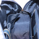 Christian Dior Trotter Canvas Double Saddle Hand Bag Navy Gold Tone Auth ka6525A-20