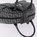 Christian Dior Trotter Canvas Double Saddle Hand Bag Navy Gold Tone Auth ka6525A-7