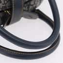 Christian Dior Trotter Canvas Double Saddle Hand Bag Navy Gold Tone Auth ka6525A-8