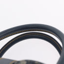 Christian Dior Trotter Canvas Double Saddle Hand Bag Navy Gold Tone Auth ka6525A-9