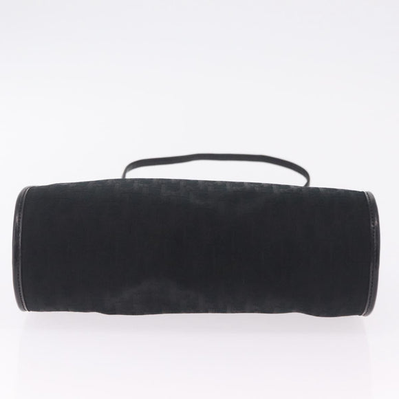 Christian Dior Trotter Canvas Shoulder Bag Black Gold Tone Auth ka6527A