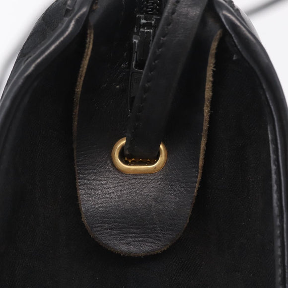 Christian Dior Trotter Canvas Shoulder Bag Black Gold Tone Auth ka6527A