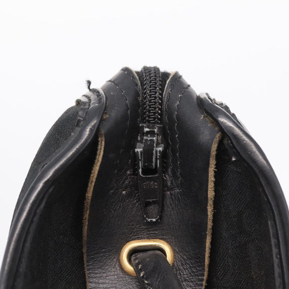 Christian Dior Trotter Canvas Shoulder Bag Black Gold Tone Auth ka6527A