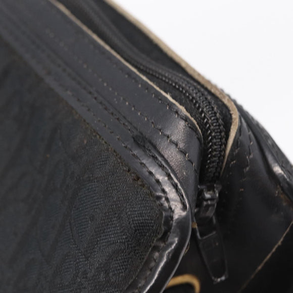 Christian Dior Trotter Canvas Shoulder Bag Black Gold Tone Auth ka6527A
