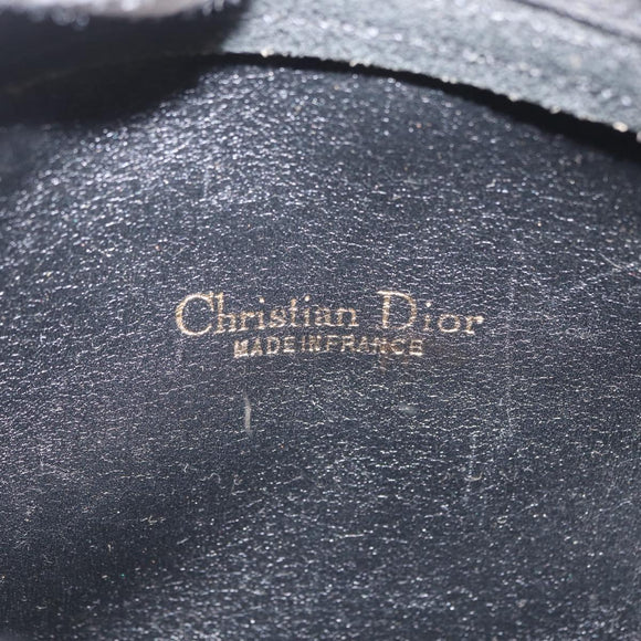 Christian Dior Trotter Canvas Shoulder Bag Black Gold Tone Auth ka6527A