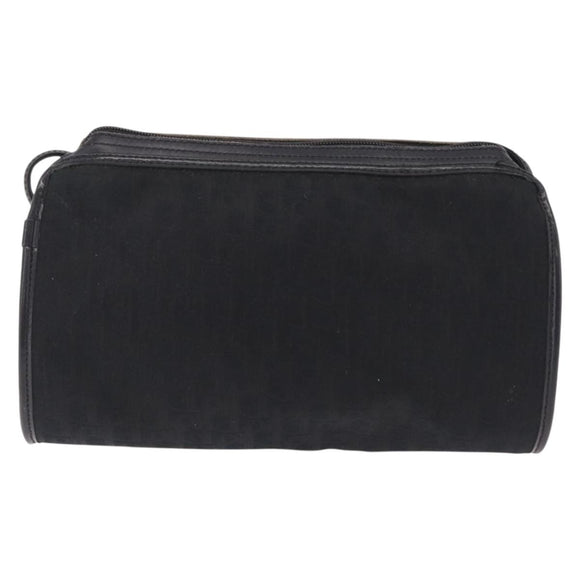 Christian Dior Trotter Canvas Shoulder Bag Black Gold Tone Auth ka6527A