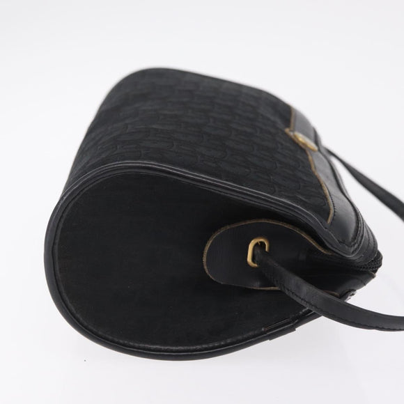 Christian Dior Trotter Canvas Shoulder Bag Black Gold Tone Auth ka6527A