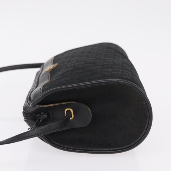 Christian Dior Trotter Canvas Shoulder Bag Black Gold Tone Auth ka6527A