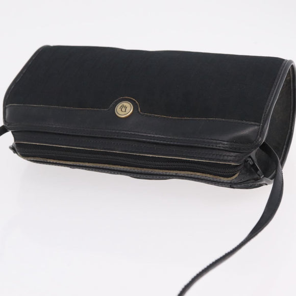 Christian Dior Trotter Canvas Shoulder Bag Black Gold Tone Auth ka6527A