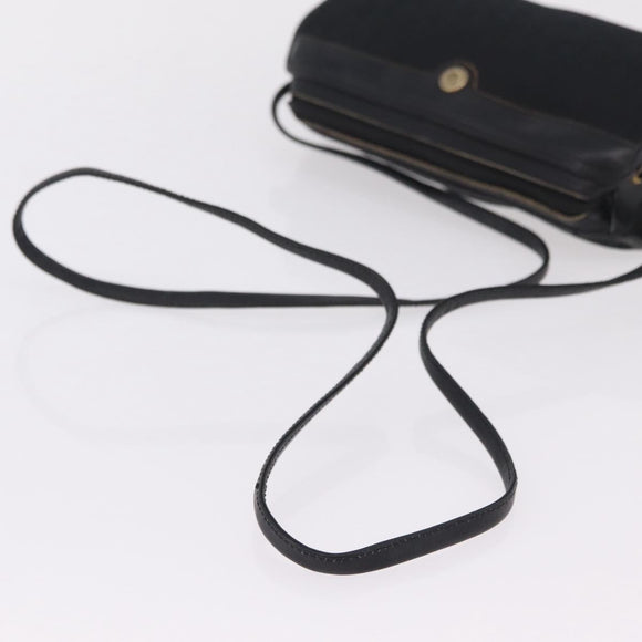 Christian Dior Trotter Canvas Shoulder Bag Black Gold Tone Auth ka6527A