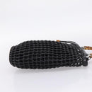 GUCCI Bamboo Hand Bag Leather Black Silver 000 1046 Auth ka6528-4