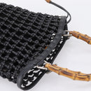 GUCCI Bamboo Hand Bag Leather Black Silver 000 1046 Auth ka6528-6