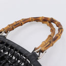 GUCCI Bamboo Hand Bag Leather Black Silver 000 1046 Auth ka6528-14