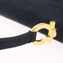 Salvatore Ferragamo Gancini Shoulder Bag Suede Navy Gold Tone Auth ka6530A-15