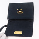 Salvatore Ferragamo Gancini Shoulder Bag Suede Navy Gold Tone Auth ka6530A-10