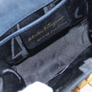 Salvatore Ferragamo Gancini Shoulder Bag Suede Navy Gold Tone Auth ka6530A-11