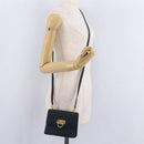 Salvatore Ferragamo Gancini Shoulder Bag Suede Navy Gold Tone Auth ka6530A-25