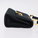 Salvatore Ferragamo Gancini Shoulder Bag Suede Navy Gold Tone Auth ka6530A-3