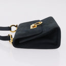 Salvatore Ferragamo Gancini Shoulder Bag Suede Navy Gold Tone Auth ka6530A-4