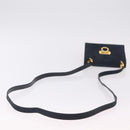 Salvatore Ferragamo Gancini Shoulder Bag Suede Navy Gold Tone Auth ka6530A-7