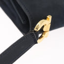 Salvatore Ferragamo Gancini Shoulder Bag Suede Navy Gold Tone Auth ka6530A-8