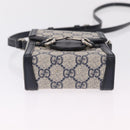 GUCCI GG Supreme Shoulder Bag PVC Navy Silver 625615 Auth ka6531V-6