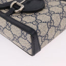 GUCCI GG Supreme Shoulder Bag PVC Navy Silver 625615 Auth ka6531V-16
