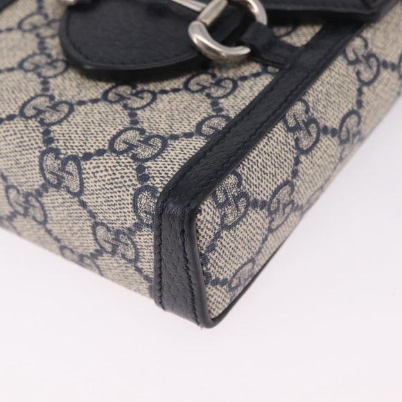 GUCCI GG Supreme Shoulder Bag PVC Navy Silver 625615 Auth ka6531V
