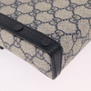 GUCCI GG Supreme Shoulder Bag PVC Navy Silver 625615 Auth ka6531V-18
