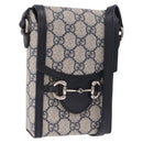 GUCCI GG Supreme Shoulder Bag PVC Navy Silver 625615 Auth ka6531V-1