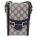 GUCCI GG Supreme Shoulder Bag PVC Navy Silver 625615 Auth ka6531V-13