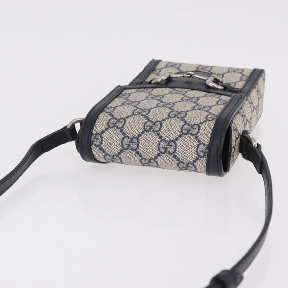 GUCCI GG Supreme Shoulder Bag PVC Navy Silver 625615 Auth ka6531V
