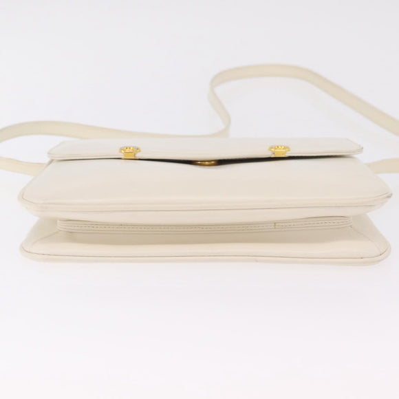 GUCCI Shoulder Bag Leather White Gold Tone 98 46 004 3743 Auth ka6532