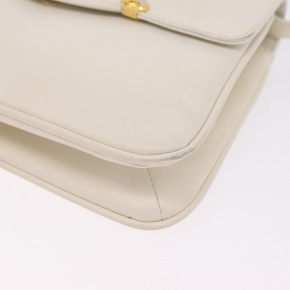 GUCCI Shoulder Bag Leather White Gold Tone 98 46 004 3743 Auth ka6532