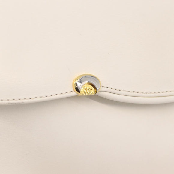 GUCCI Shoulder Bag Leather White Gold Tone 98 46 004 3743 Auth ka6532
